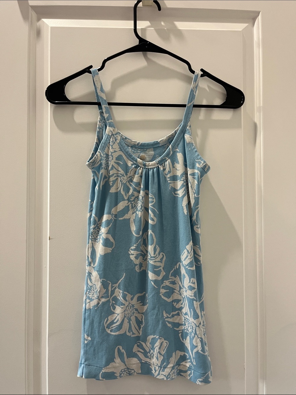 Banana Republic Light Blue and White Floral Tank Top